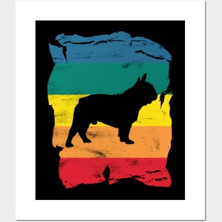 French Bulldog Distressed Vintage Retro Silhouette Posters and Art